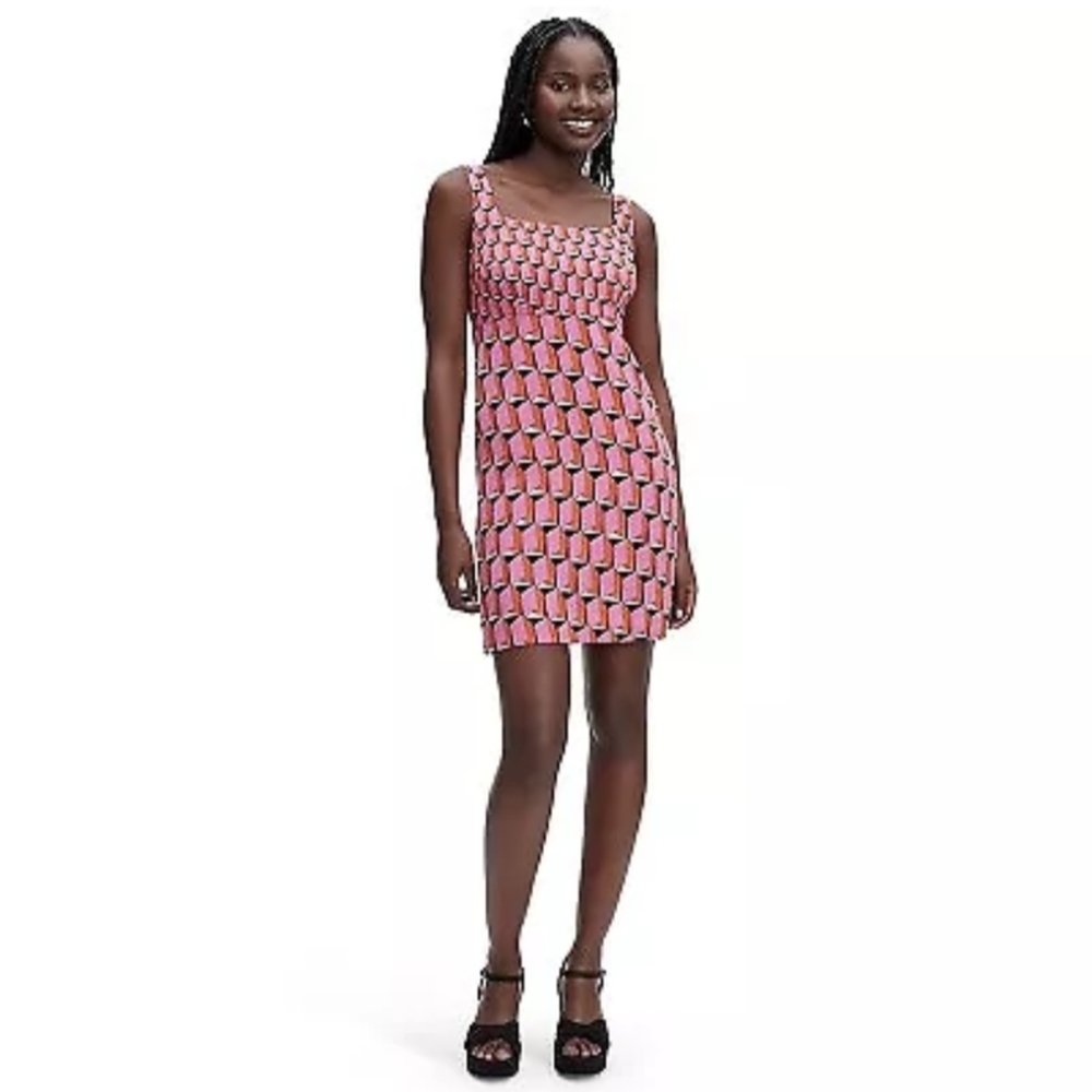DVF Diane Von Furstenberg shift dress modern geometric mini sz 14